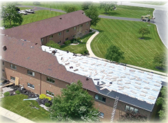 Roof area staged with materials during replacement