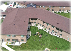 Completed roof on main building